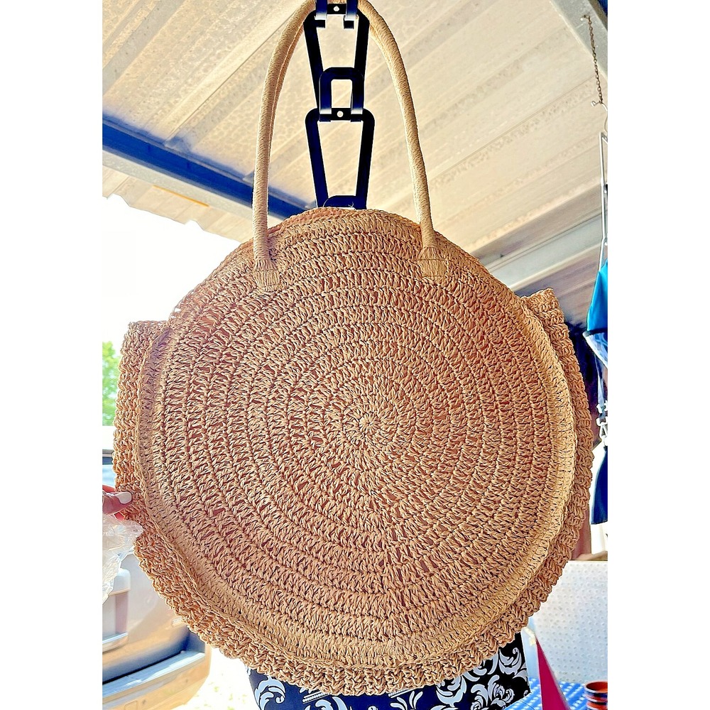 Boho Bag Hand Woven Straw Large Beach Bag Summer Tote Shoulder Purse - Picture 7 of 7